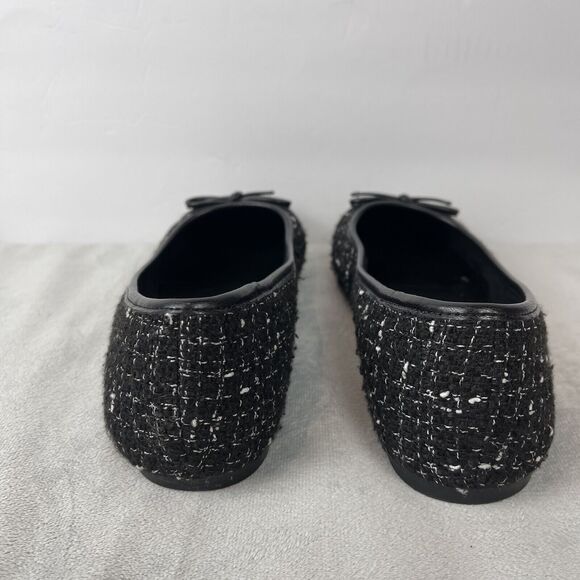 J Crew Women Striped Print Cap Toe Bow Tie Slip-On Textured Flats Black Size 8.5 - Picture 6 of 11